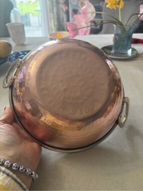 Copper Finish Hammered Serving Bowl with Side Handles - Copper